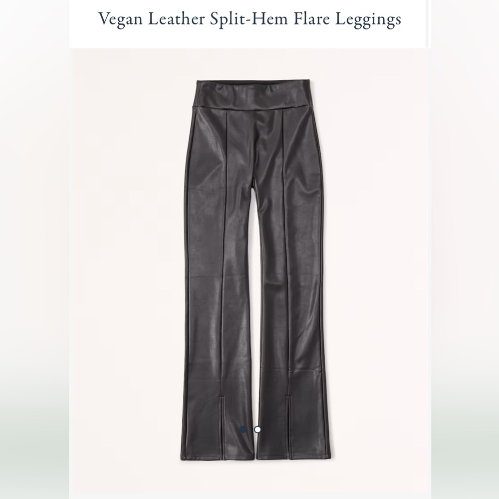 Vegan Leather Split-Hem Flare Leggings
